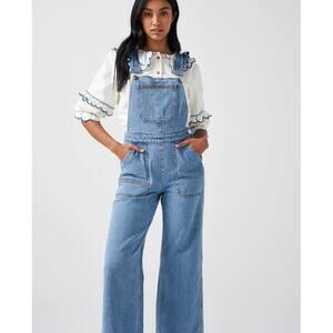 Seventy + Mochi Elodie Frill Overalls in Rodeo Vintage
